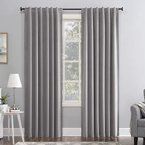 Gray Velvet Blackout Thermal Back Tab Curtain Panel