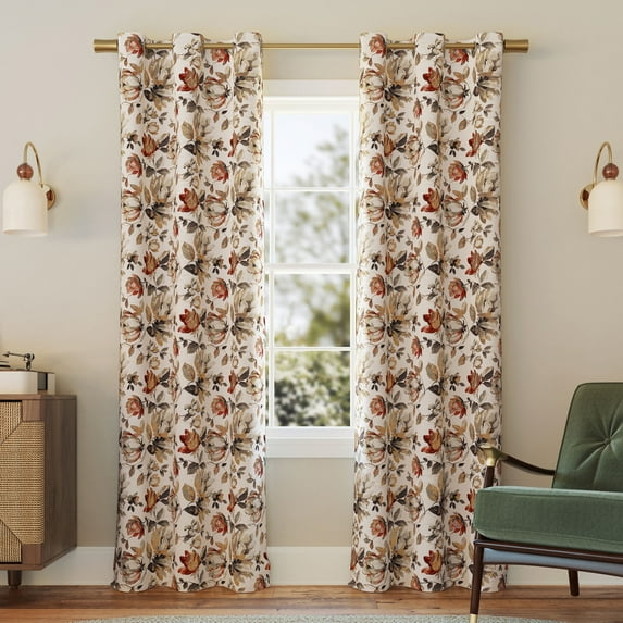 Sun Zero Irma Vintage Floral Blackout Grommet Curtain Panel, 40"X63", Stone