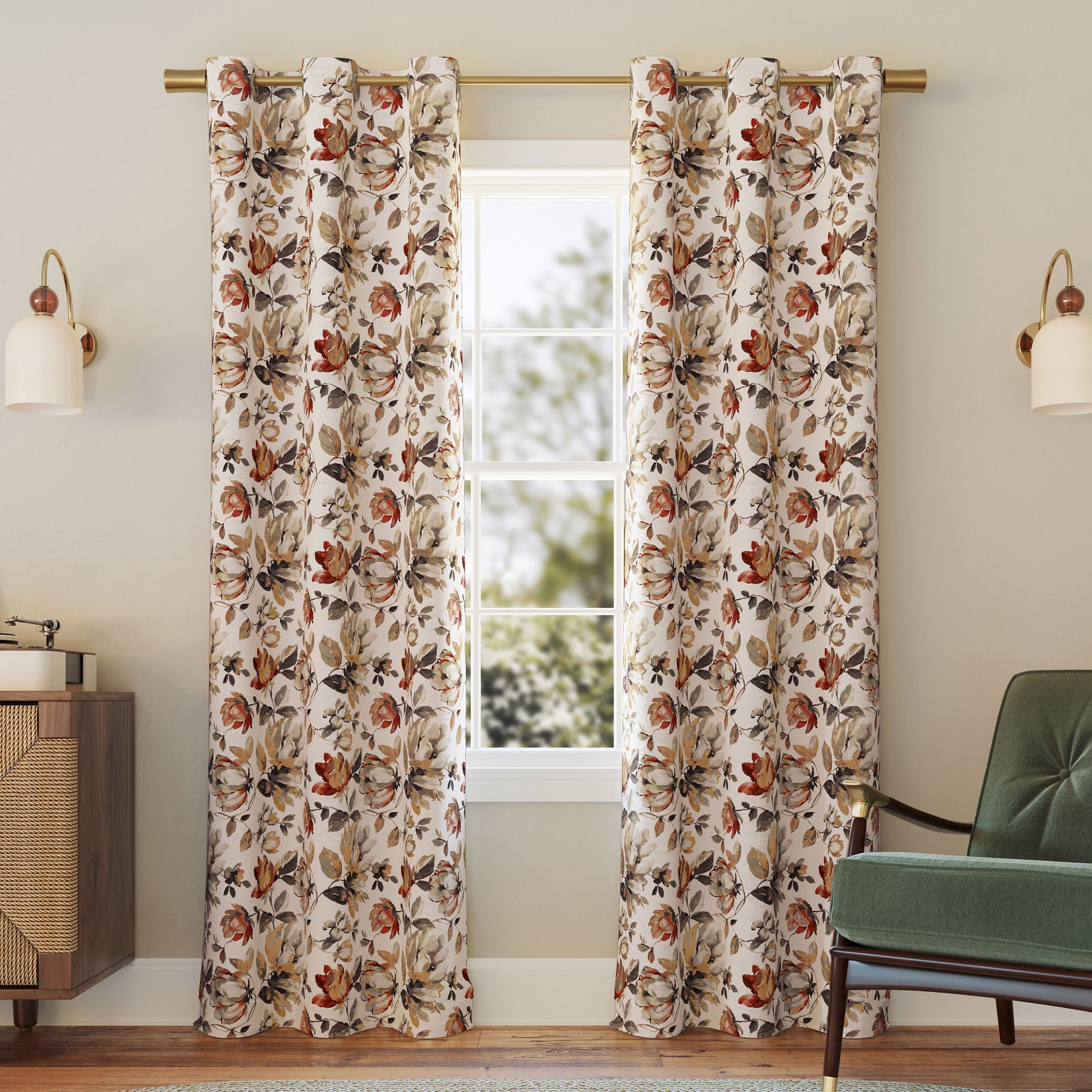 Stone Floral Blackout Grommet Curtain Panel, 40" x 84"