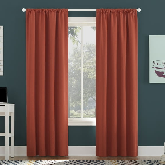 Sun Zero Jules 100% Blackout Rod Pocket 40" x 96" Single Curtain Panel in Fire Red