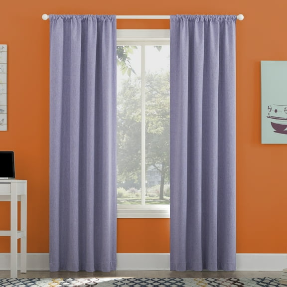 Sun Zero Jules 100% Blackout Rod Pocket 40" x 96" Single Curtain Panel in Purple