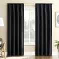 thumbnail image 1 of Sun Zero Karina Textured Blackout Rod Pocket Curtain Panel, 40"W x 84"L, Black, 1 of 8