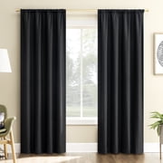 Sun Zero Karina Textured Blackout Rod Pocket Curtain Panel, 40"W x 84"L, Black