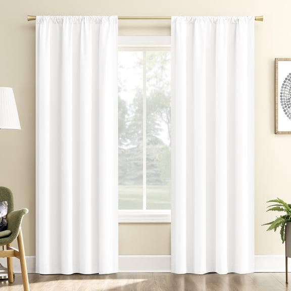 Sun Zero Karina Textured Blackout Rod Pocket Curtain Panel, 40"W x 84"L, White