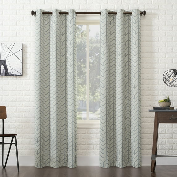 Sun Zero Kenwood Chevron Blackout Grommet Curtain Panel, 40"X63", Stone Gray