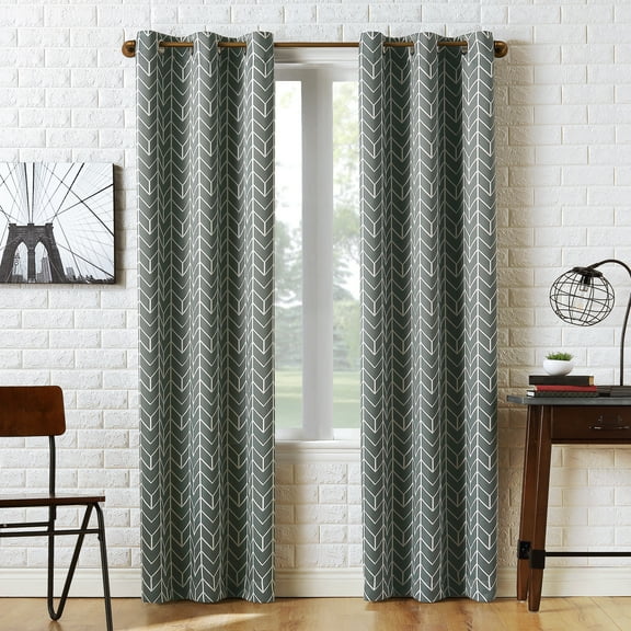 Sun Zero Kenwood Chevron Blackout Grommet Curtain Panel, 40"X84", Gray