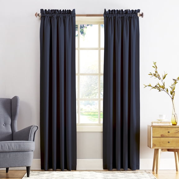 Sun Zero Kylee 2-pack Energy Saving Rod Pocket Curtain Panel Pair, 54"W x 63"L, Navy Blue