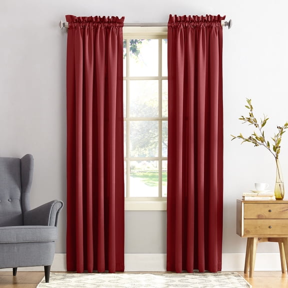 Sun Zero Kylee 2-pack Energy Saving Rod Pocket Curtain Panel Pair, 54"W x 84"L, Brick Red