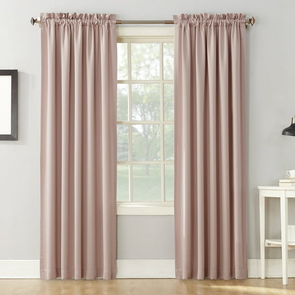 Sun Zero Kylee Energy Efficient Room Darkening Rod Pocket Curtain Panel, 54" X 84", Blush Pink