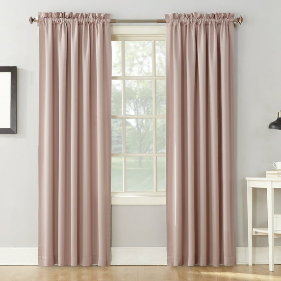 Sun Zero Kylee Energy Efficient Room Darkening Rod Pocket Curtain Panel, 54" X 84", Blush Pink