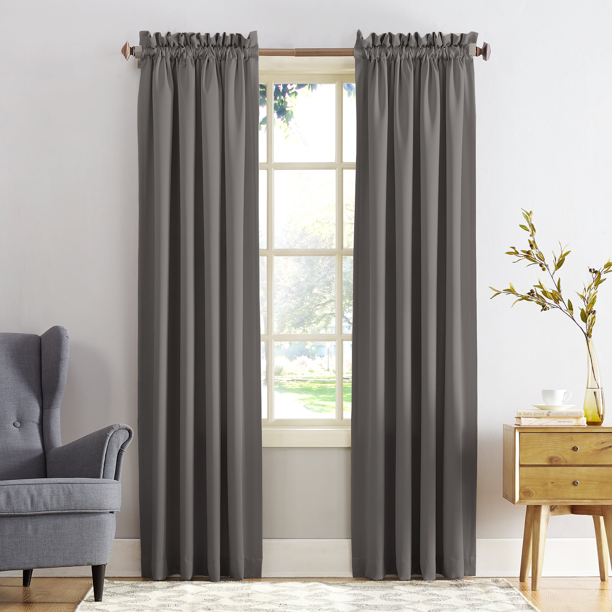 Steel Gray Room Darkening Rod Pocket Curtain Panel