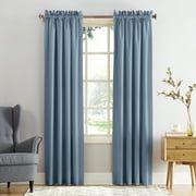 Sun Zero Kylee Energy Efficient Room Darkening Rod Pocket Curtain Panel, 54" x 84", Vintage Blue