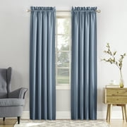 Sun Zero Kylee Energy Saving Rod Pocket Curtain Panel, Vintage Blue, 54W x 84L (1 Panel)