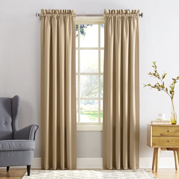 Sun Zero Kylee Energy Efficient Room Darkening Rod Pocket Curtain Panel, 54" X 95", Taupe