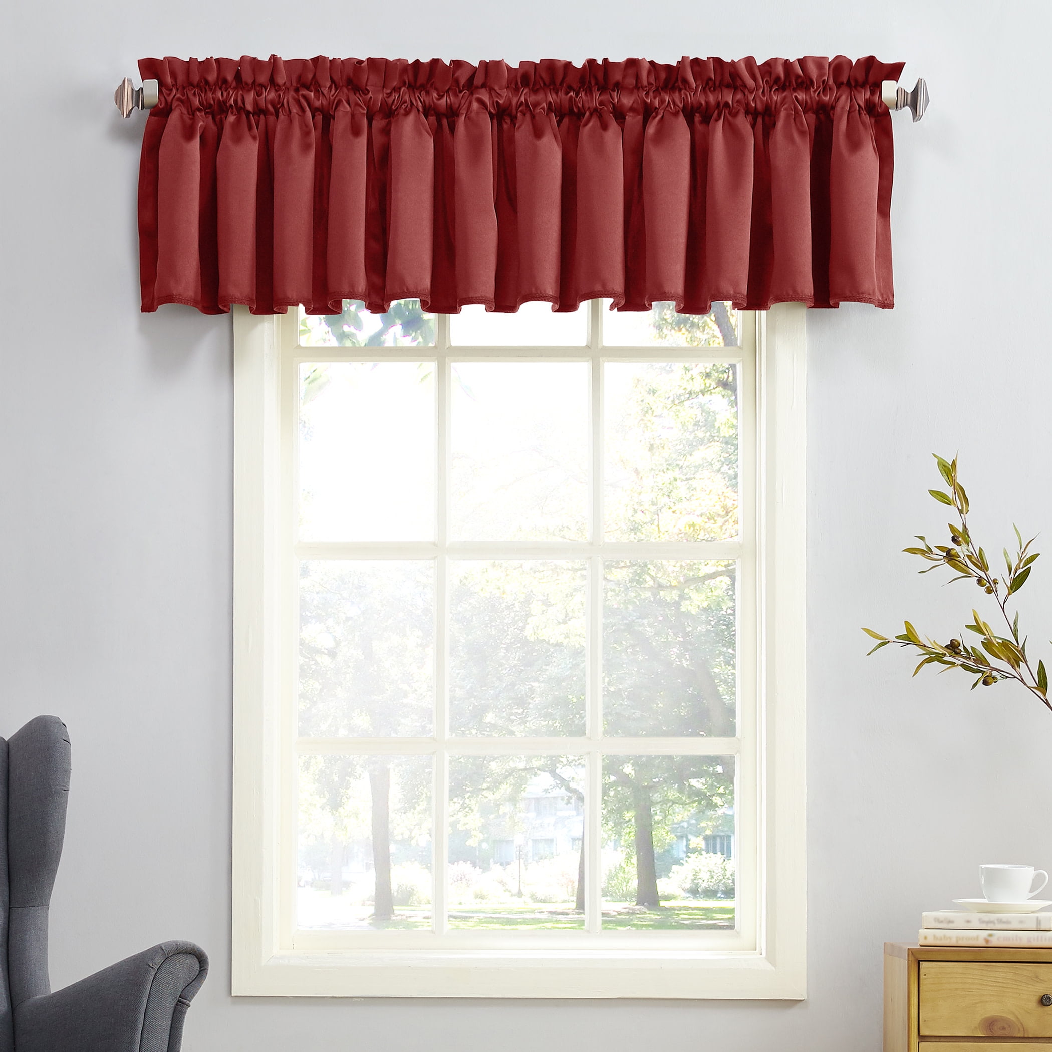 Brick Red 54"x18" Room Darkening Rod Pocket Valance