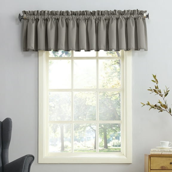 Sun Zero Kylee Rod Pocket Room Darkening Window Valance, 54"X18", Gray