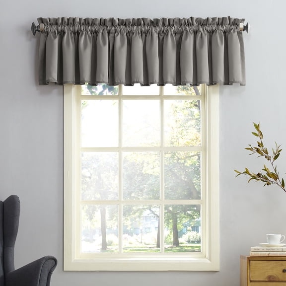 Sun Zero Kylee Rod Pocket Room Darkening Window Valance, 54"X18", Steel