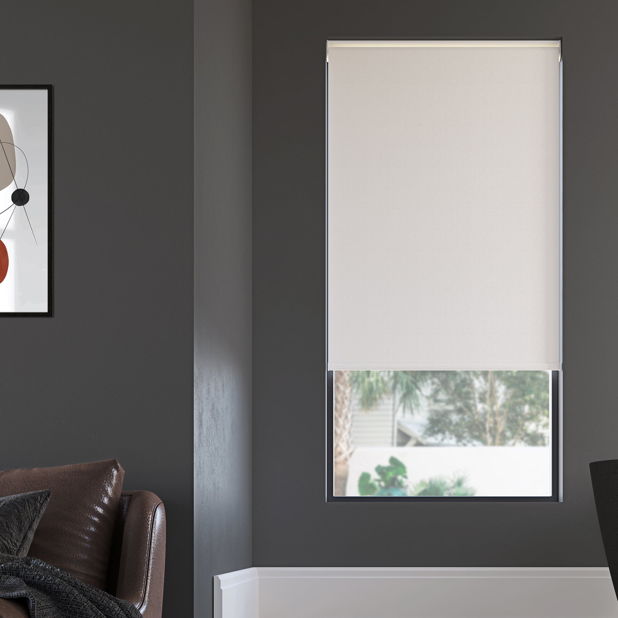 Langley White Cordless Blackout Fabric Roller Shade 45" x 72"