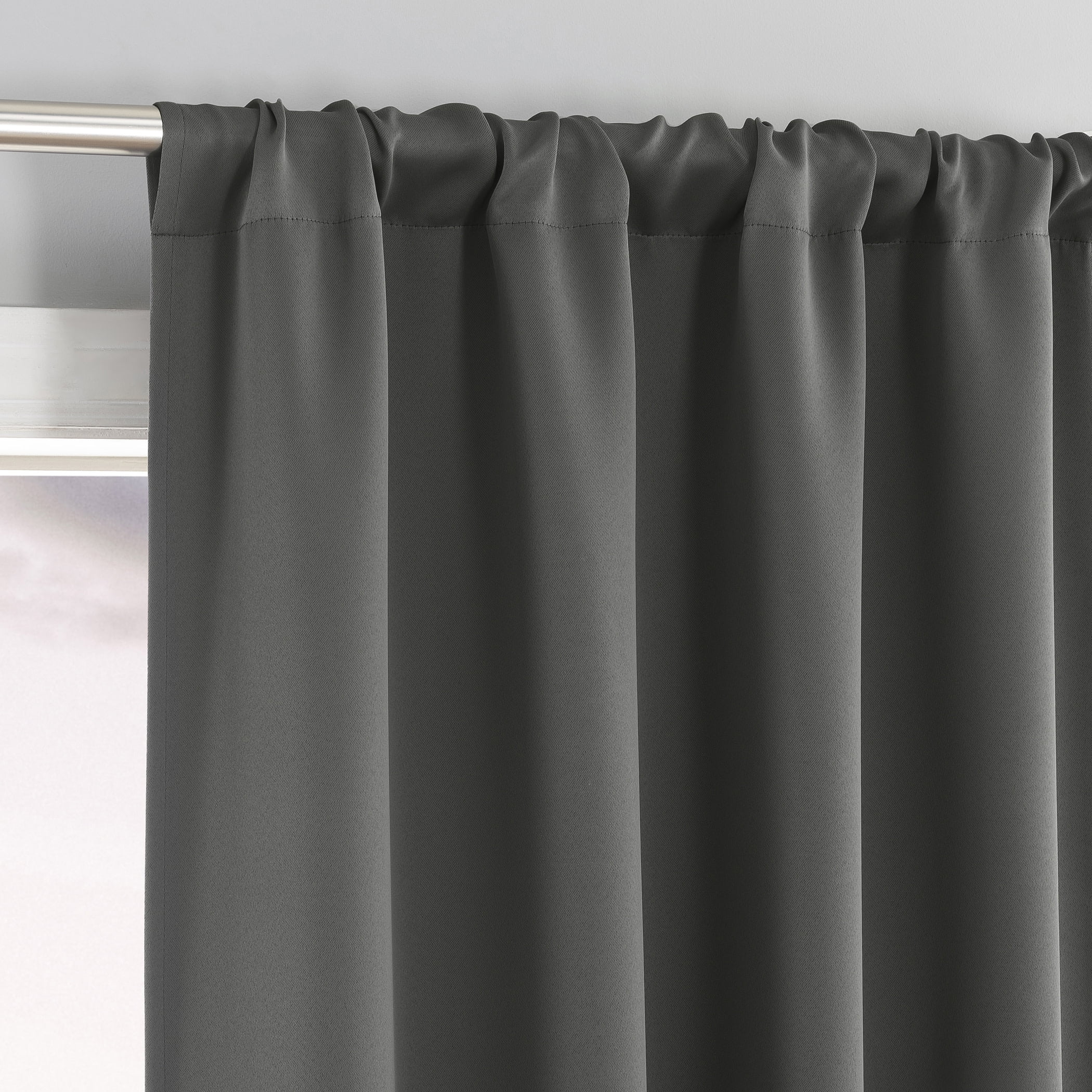 Sun Zero Laredo 2-pack 100% Blackout Rod Pocket Curtain Panel Pair, 37"x63", Grey