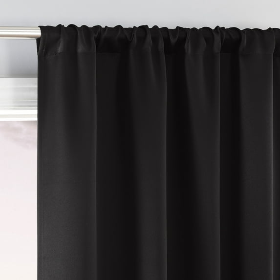 Sun Zero Laredo 2-pack 100% Blackout Rod Pocket Curtain Panel Pair, 37"x84", Black