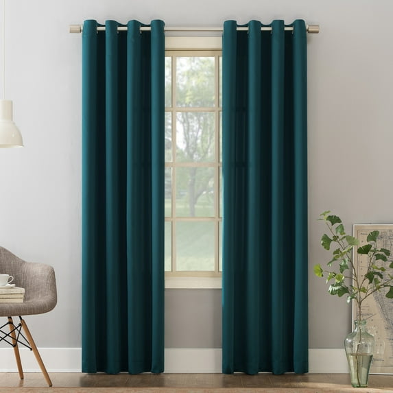 Sun Zero Madison 1-Piece Room Darkening Grommet Curtain Panel, 54"x108", Teal