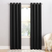 Sun Zero Madison Energy Saving Grommet Curtain Panel, 54"W x 54"L, Black
