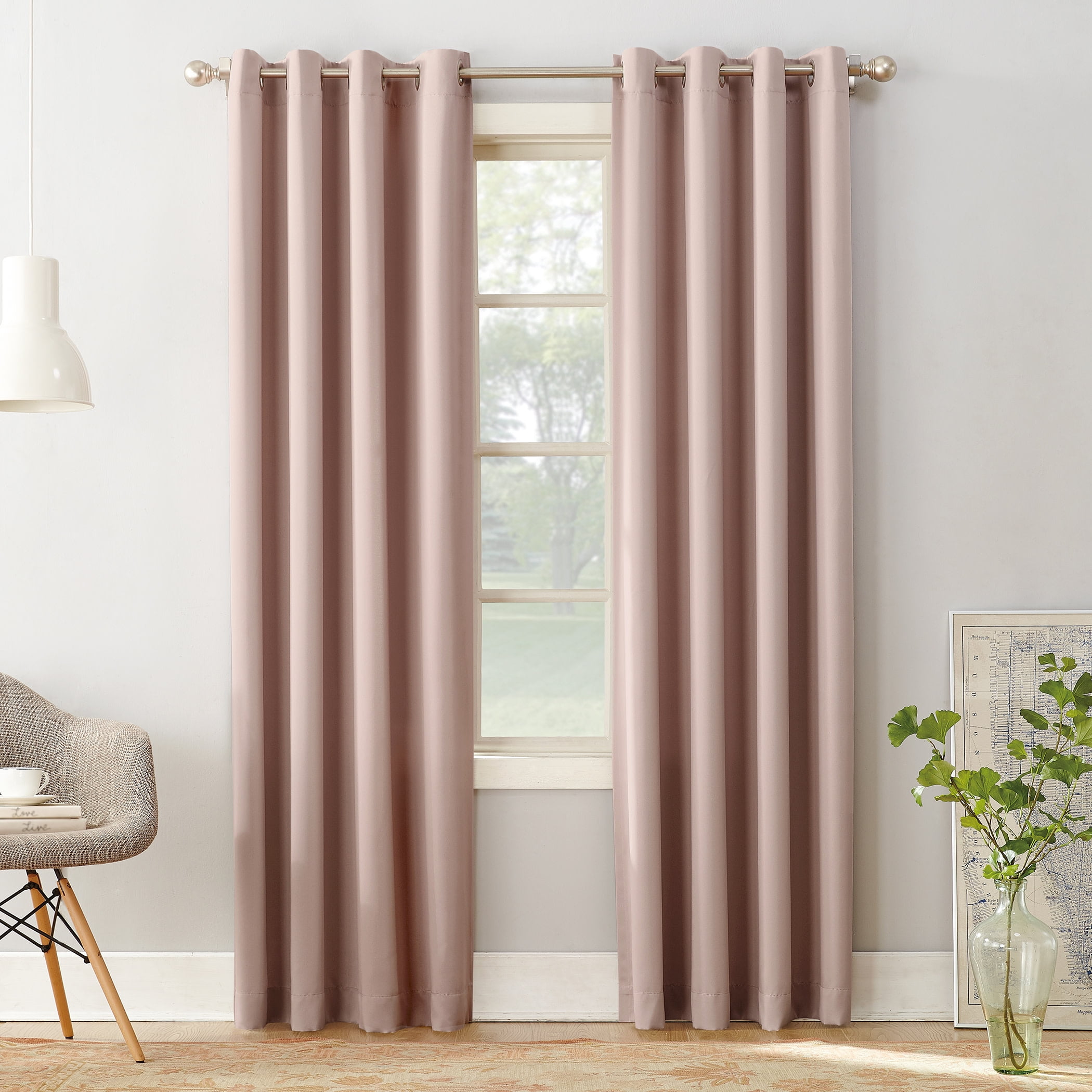 Sun Zero Madison 1-Piece Room Darkening Grommet Curtain Panel, 54"X54", Blush