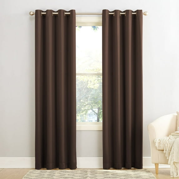 Sun Zero Madison 1-Piece Room Darkening Grommet Curtain Panel, 54"x54", Chocolate