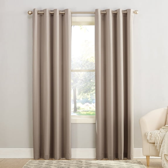 Sun Zero Madison 1-Piece Room Darkening Grommet Curtain Panel, 54"X54", Stone