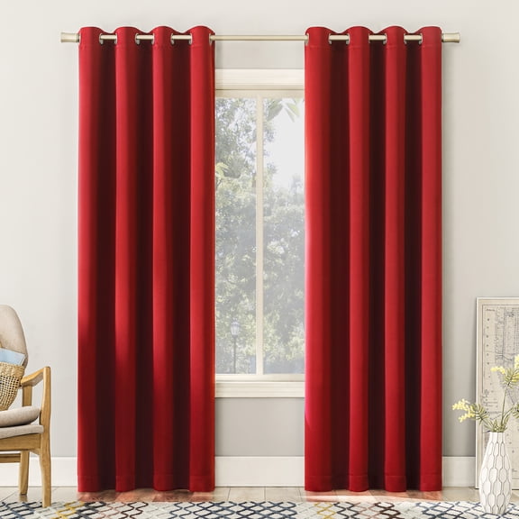 Sun Zero Madison 2-pack Energy Saving Grommet Curtain Panel Pair, 54"W x 63"L, Red