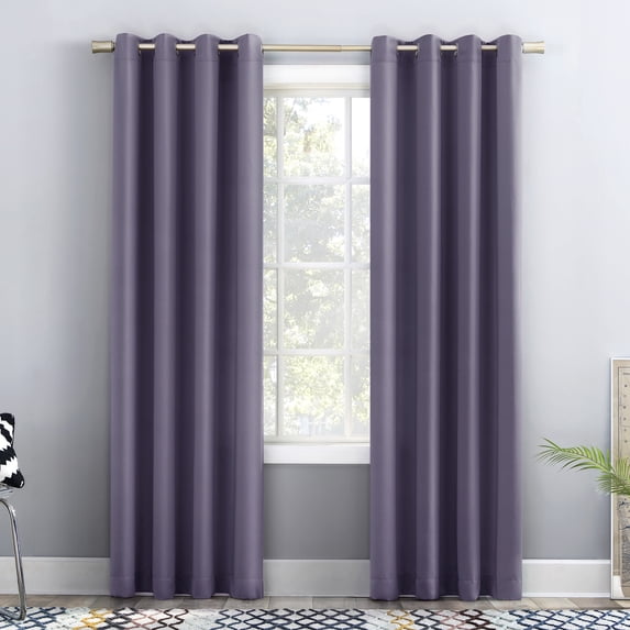 Sun Zero Madison 2-pack Energy Saving Grommet Curtain Panel Pair, 54"W x 84"L, Lavender