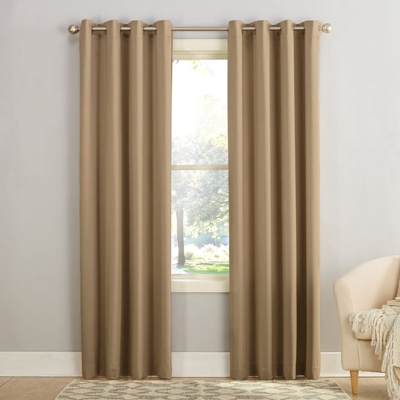 Sun Zero Madison 2-pack Energy Saving Grommet Curtain Panel Pair, 54"W x 95"L, Taupe