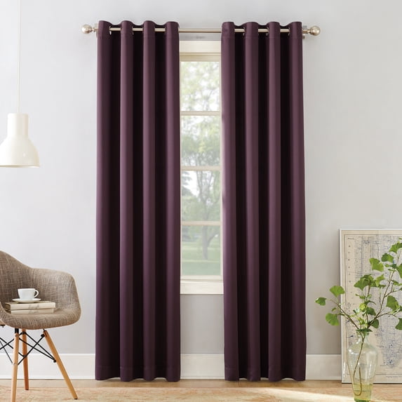 Sun Zero Madison Grommet Room Darkening Window Curtain Panel, 54"X63", Plum