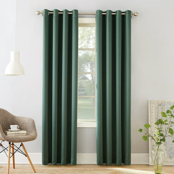 Sun Zero Madison Grommet Room Darkening Window Curtain Panel, 54"X84", Everglade Green