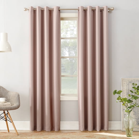 Sun Zero Madison Energy Saving Grommet Curtain Panel, 54"W x 95"L, Blush