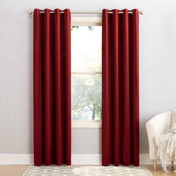 Sun Zero Madison Energy Saving Grommet Curtain Panel, 54"W x 108"L, Brick Red