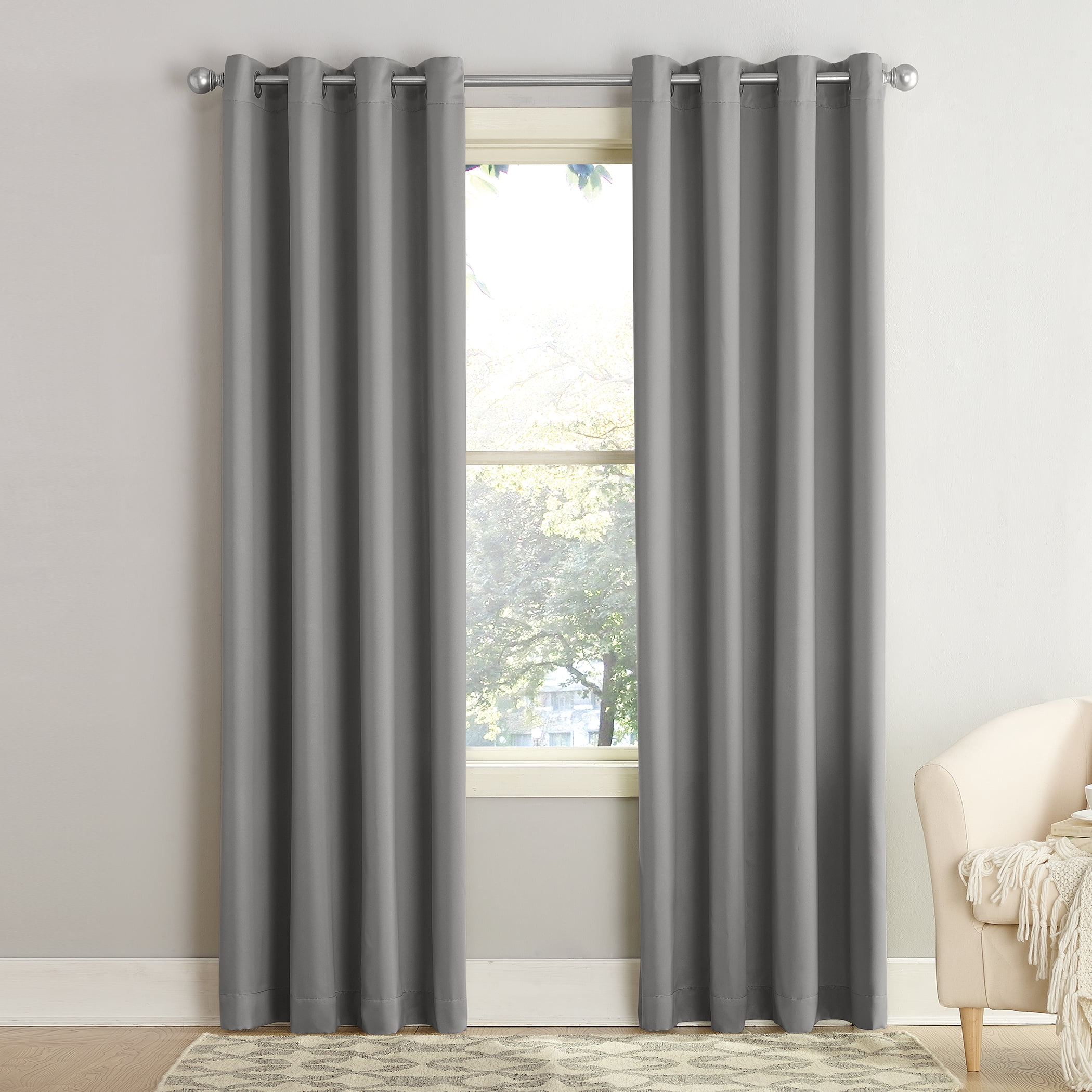 Gray Room Darkening Grommet Curtain Panel, 54" x 63"