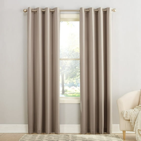 Sun Zero Madison Room-Darkening Grommet Curtain Panel, 54"X63", Stone