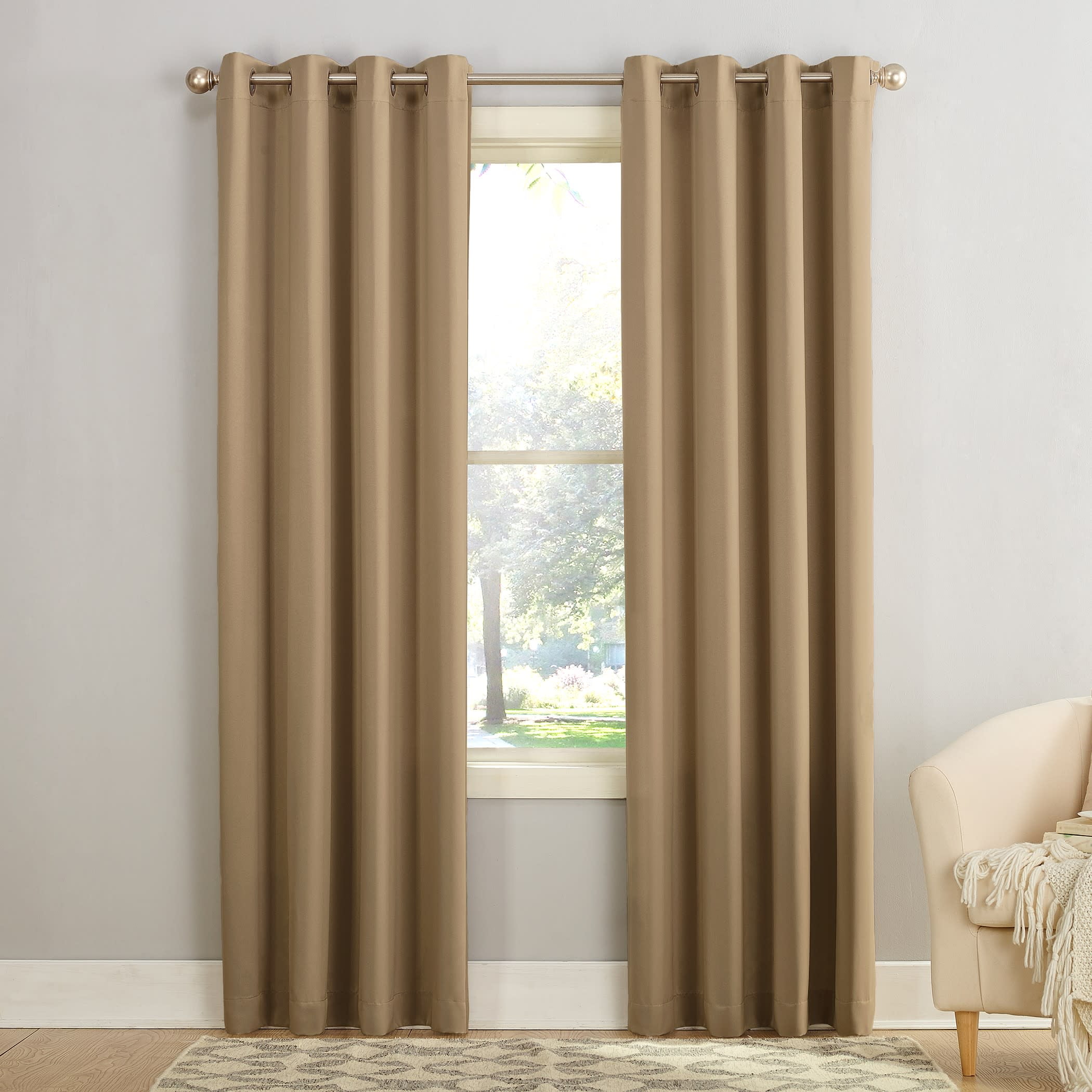 Taupe Room-Darkening Polyester Grommet Curtain Panel 54" x 108"