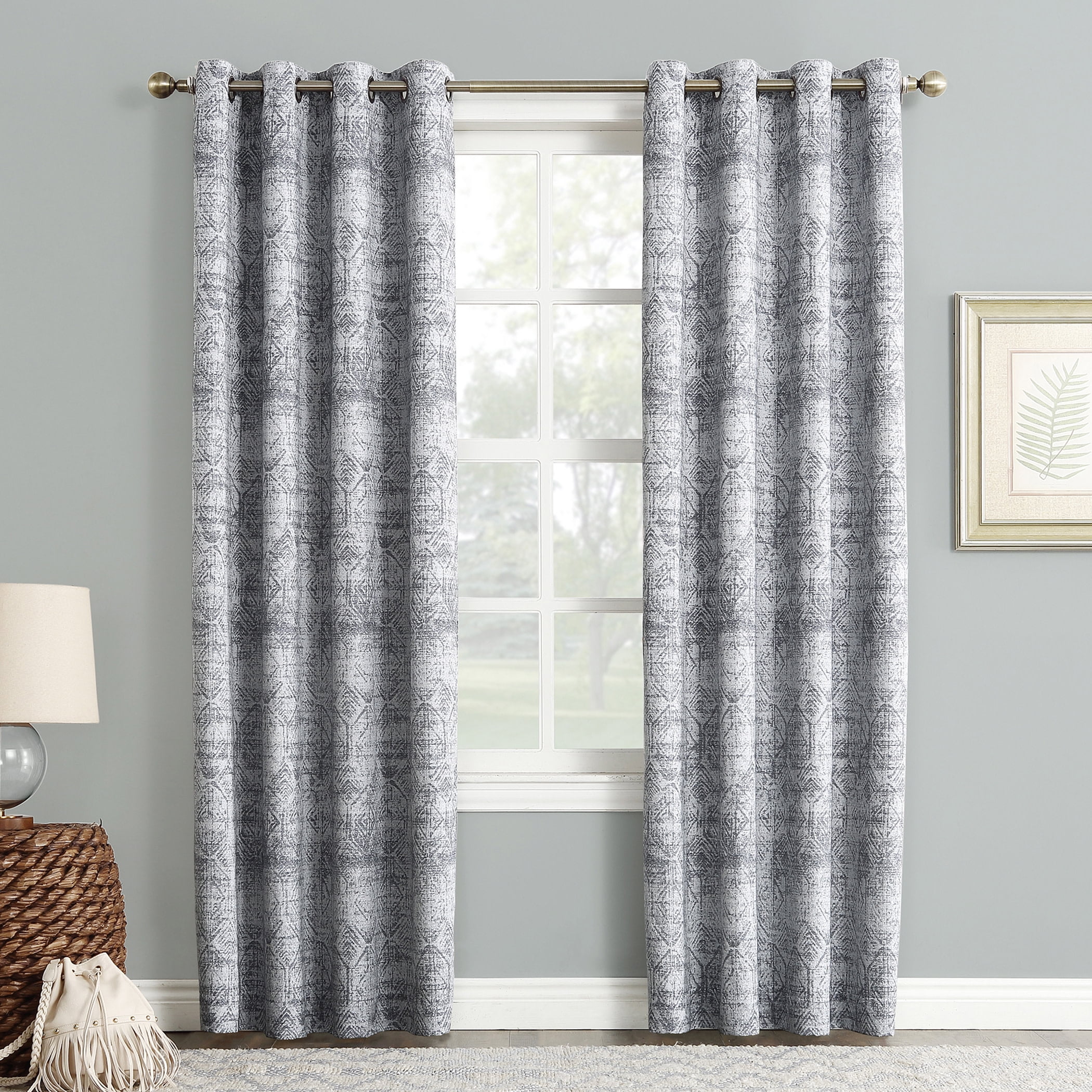 Sun Zero Medallion Grommet Blackout Curtain Panel, 50.0" X 95.0", 50"X95", Indigo Blue