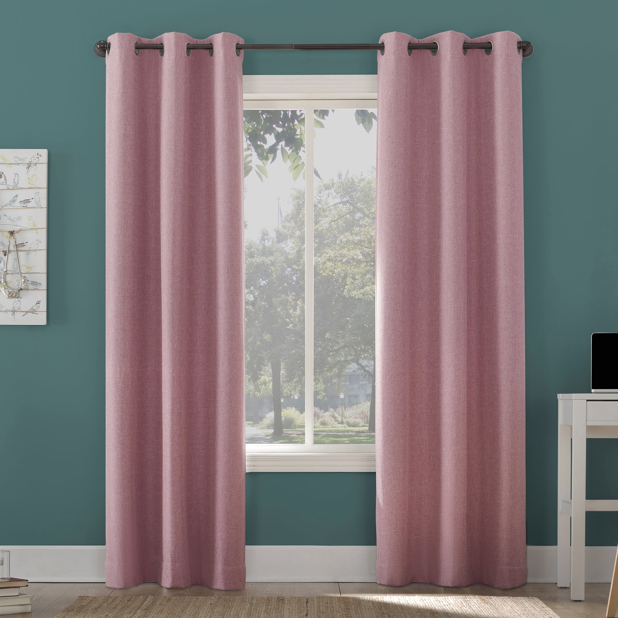 Sun Zero Miles 100% Blackout Grommet Single Curtain Panel in Pink, 40" x 96" in Pink