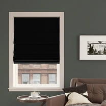 Sun Zero Morin Velvet 100% Blackout Cordless Roman Shade, 35"W x 64"L, Black