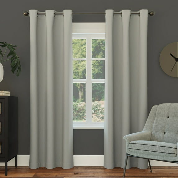 Sun Zero Nolan 1-Piece Energy Saving Blackout Grommet Curtain Panel, 40"X108", Silver Gray