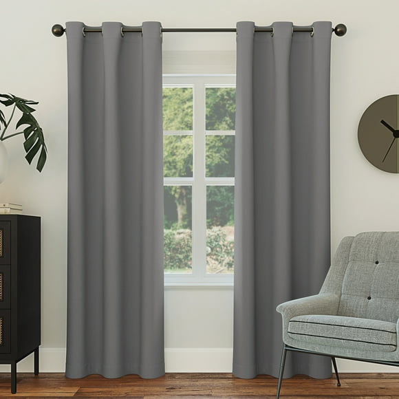 Sun Zero Nolan 1-Piece Energy Saving Blackout Grommet Curtain Panel, 40"X120", Gray