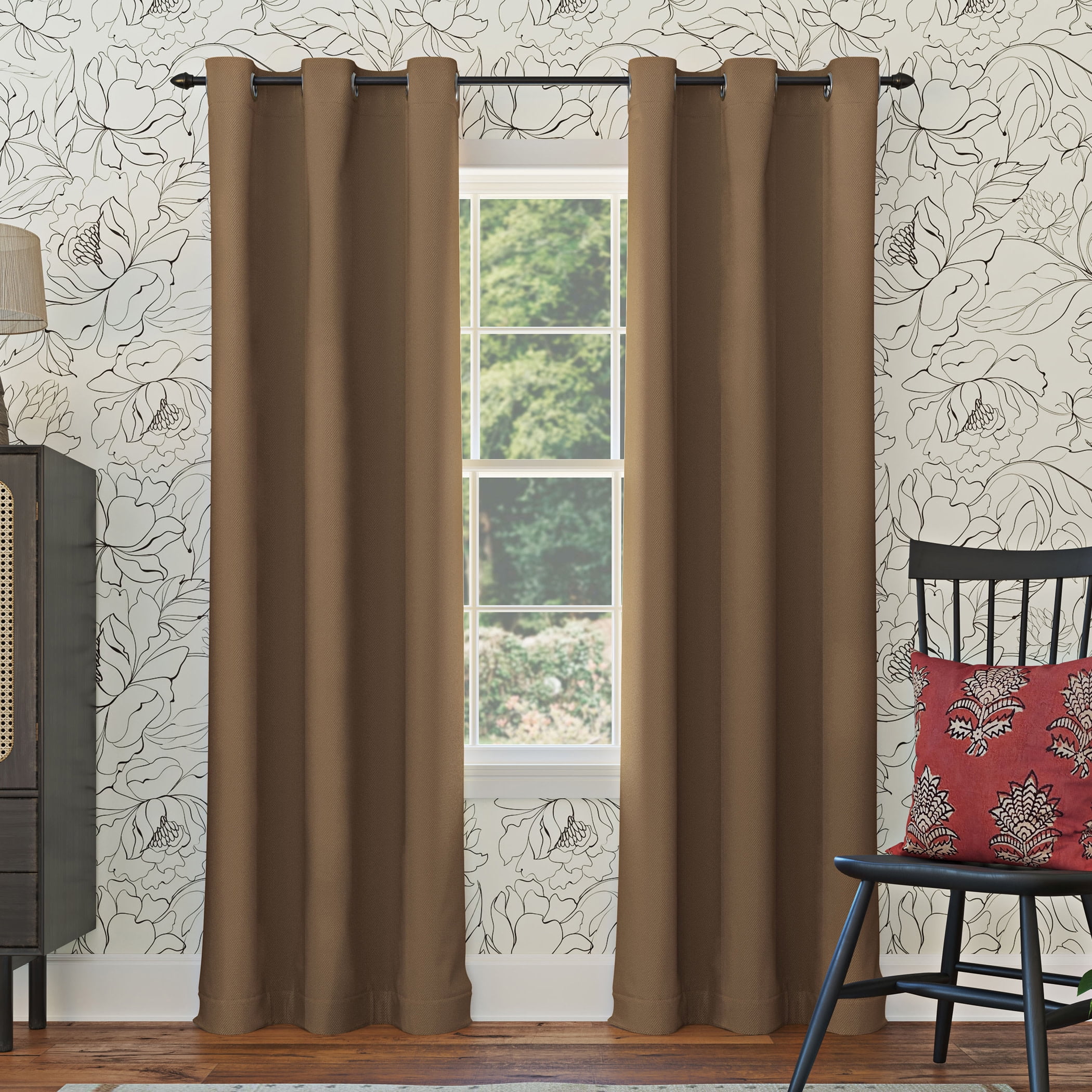 Sun Zero Nolan 1-Piece Energy Saving Blackout Grommet Curtain Panel, 40"X54", Barley