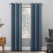 Sun Zero Nolan Energy Efficient Blackout Grommet Single Curtain Panel, 40" x 63", Denim Blue