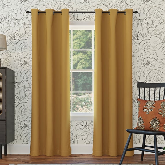 Sun Zero Nolan 1-Piece Energy Saving Blackout Grommet Curtain Panel, 40"X84", Gold