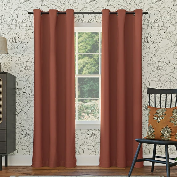 Sun Zero Nolan 1-Piece Energy Saving Blackout Grommet Curtain Panel, 40"X95", Terracotta Orange