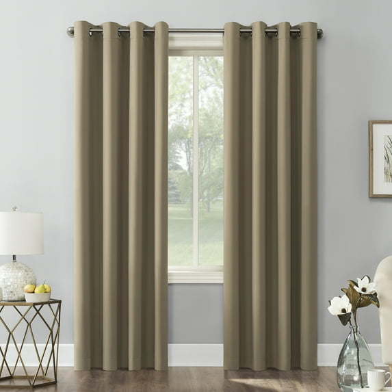 Sun Zero Nolan 1-Piece Energy Saving Blackout Grommet Curtain Panel, 54"X63", Barley Brown