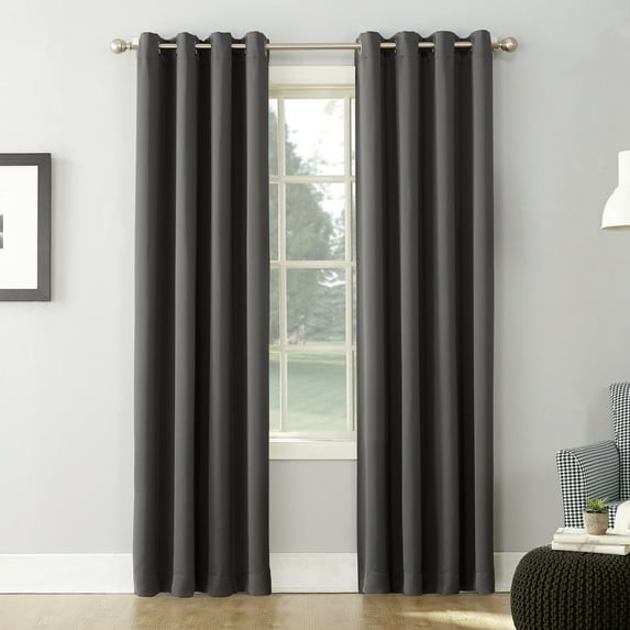 Sun Zero Nolan 1-Piece Energy Saving Blackout Grommet Curtain Panel, 54"x95", Charcoal